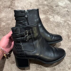 Geox Black Textured Heeled Boots